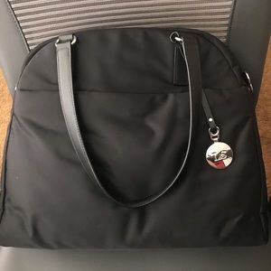 Lo & Sons ORIGINAL OG MEDIUM. Black, silver hardware; purple int., FREE GIFT !!